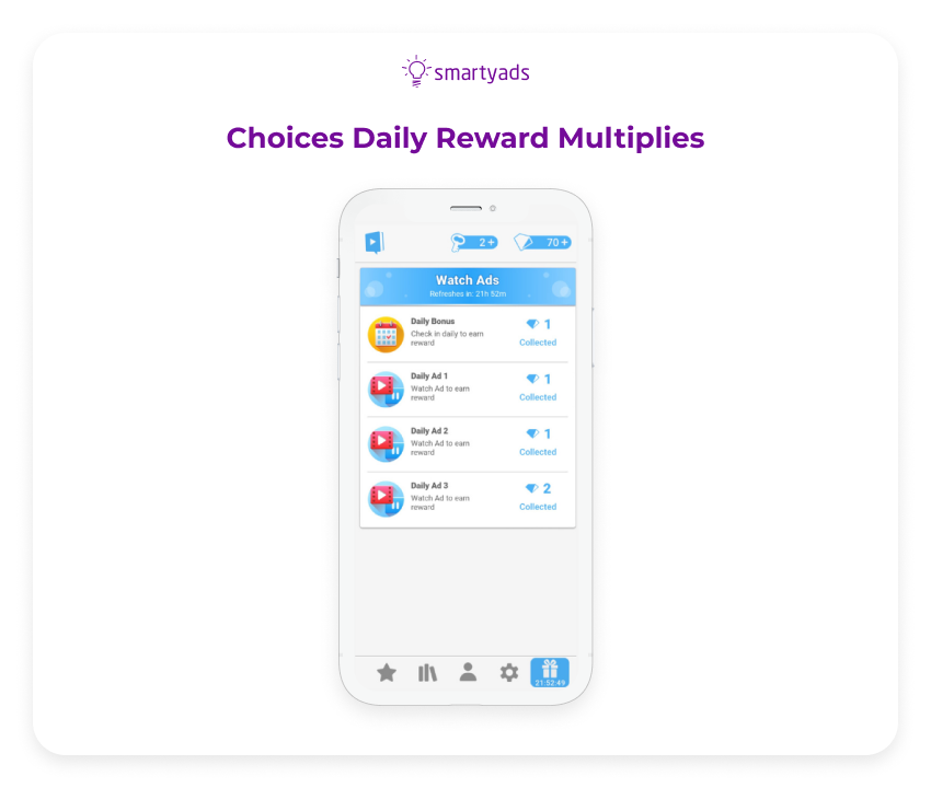 choices daily reward multiplies