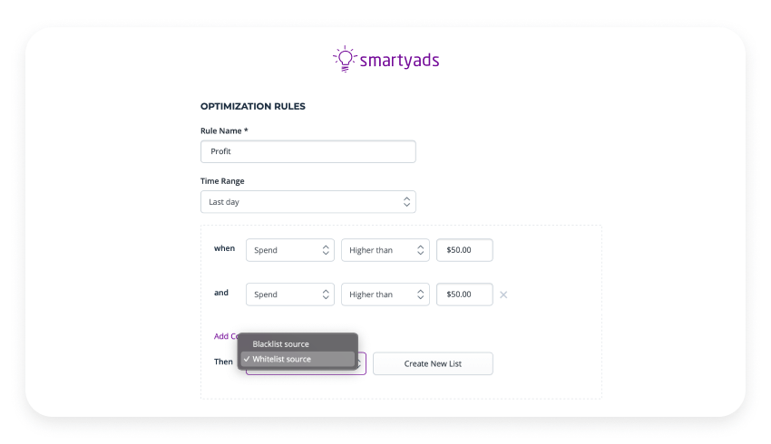 optimization rules dashboard