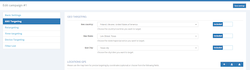 White Label DSP 2.1 GEO Targeting